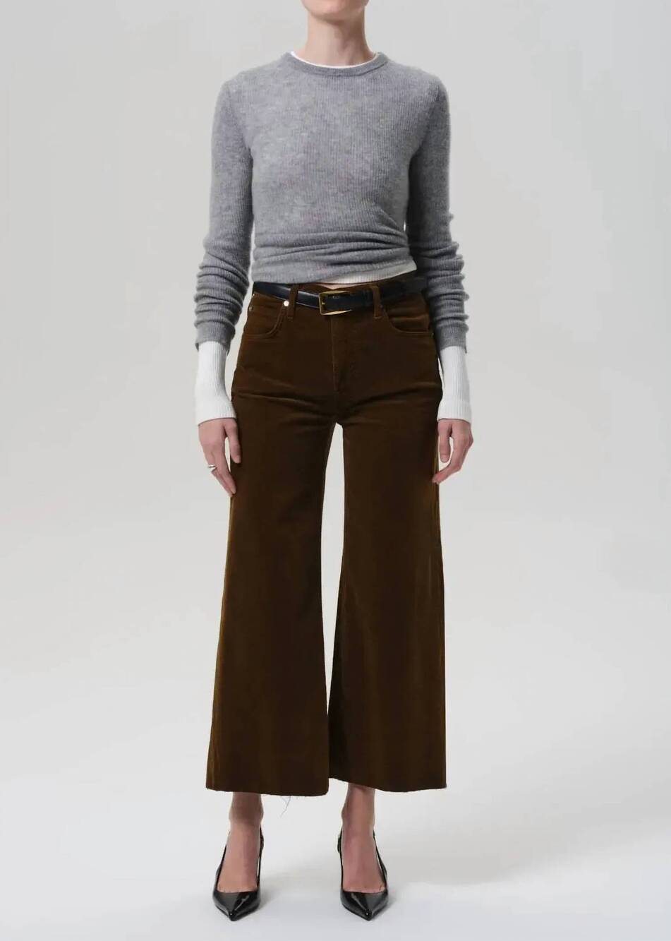NEW CITIZENS OF HUMANITY corduroy lyra wide leg crop pant in manuka